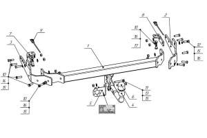 Фаркоп Mazda CX-9 16-нв рама и крюк-шар, 50мм 43575