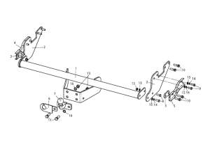 Фаркоп Toyota Hilux Pick Up 2015-XX, рама и крюк шар 50 мм, 24863
