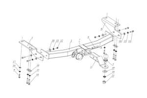 Фаркоп с нерж. наклад. на Lexus GX460 2013-XX, под квадрат, 52553
