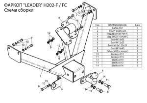 Фаркоп Hyundai Porter 98-05 1 рама и крюк-шар, 50мм 12954