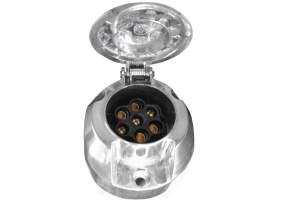 Розетка электрическая европейская 7-контактная алюминиевая, в компл. с пыльником и разветвителем 150